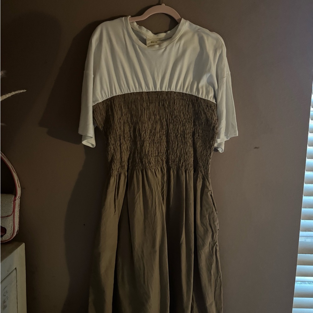 Anthropologie Twofer White and Brown Dress